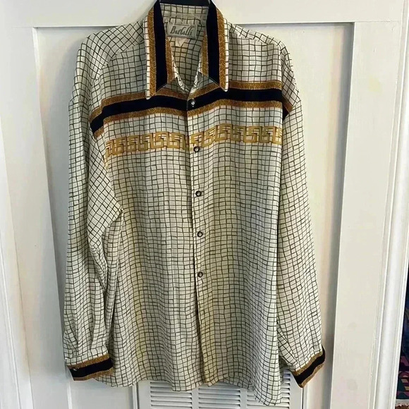 Vintage Bertalli Versace inspired Greek key button down shirt - Picture 1 of 5